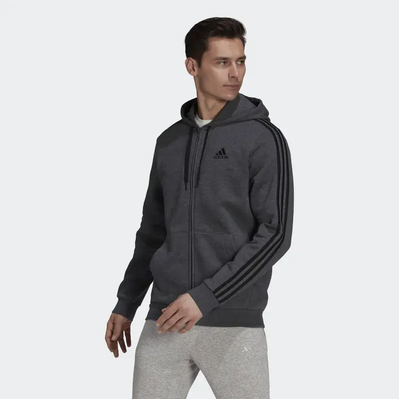 Felpa con cappuccio Essentials Fleece 3-Stripes Full-Zip |  Adidas