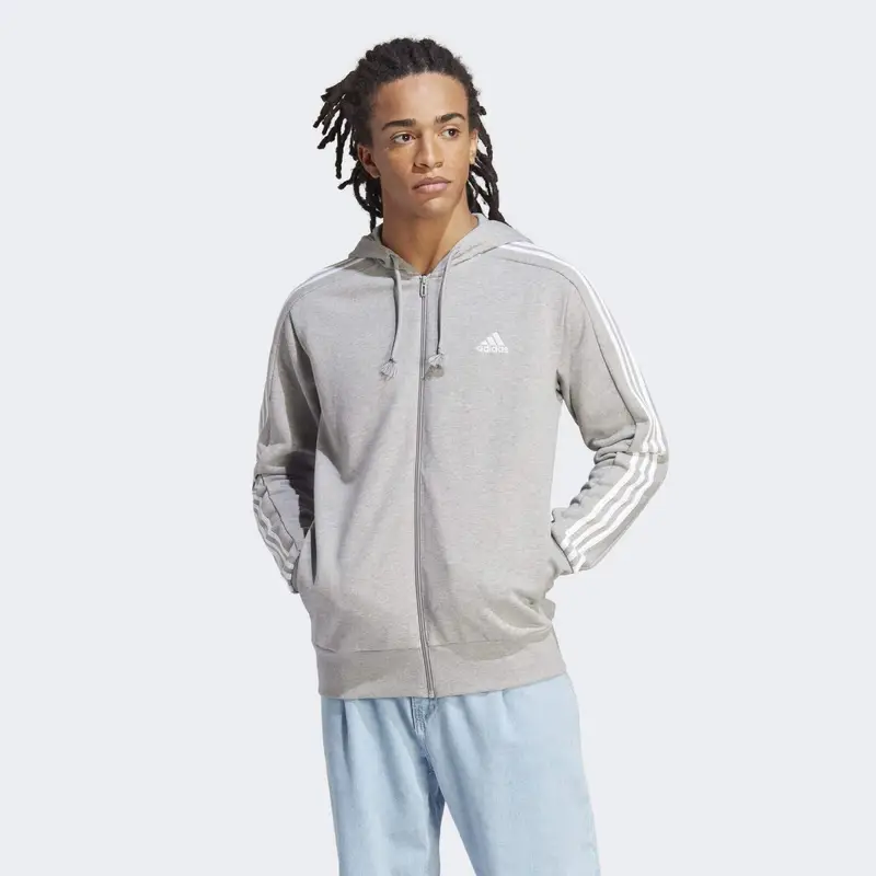 Felpa con cappuccio Essentials French Terry 3-Stripes Full-Zip |  Adidas