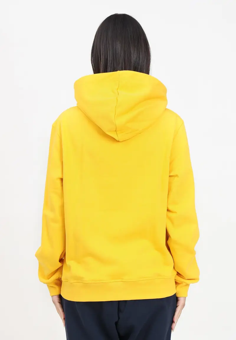 Felpa con cappuccio gialla per donna e bambina rifinita da logo stile college miniatura 2