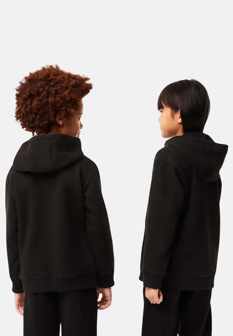 Felpa con cappuccio nera per bambino e bambina rifinita da ricamo coccodrillo miniatura 2