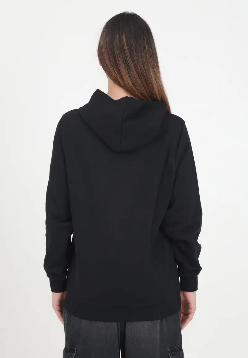 Felpa con cappuccio nera per donna e bambina con logo Oval D ricamato miniatura 2