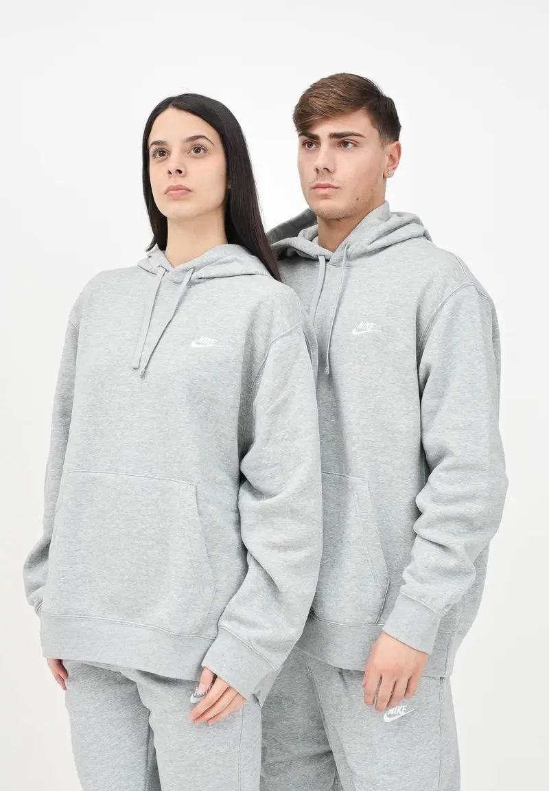Felpa con cappuccio Nike Sportswear Club Fleece grigia per uomo e donna