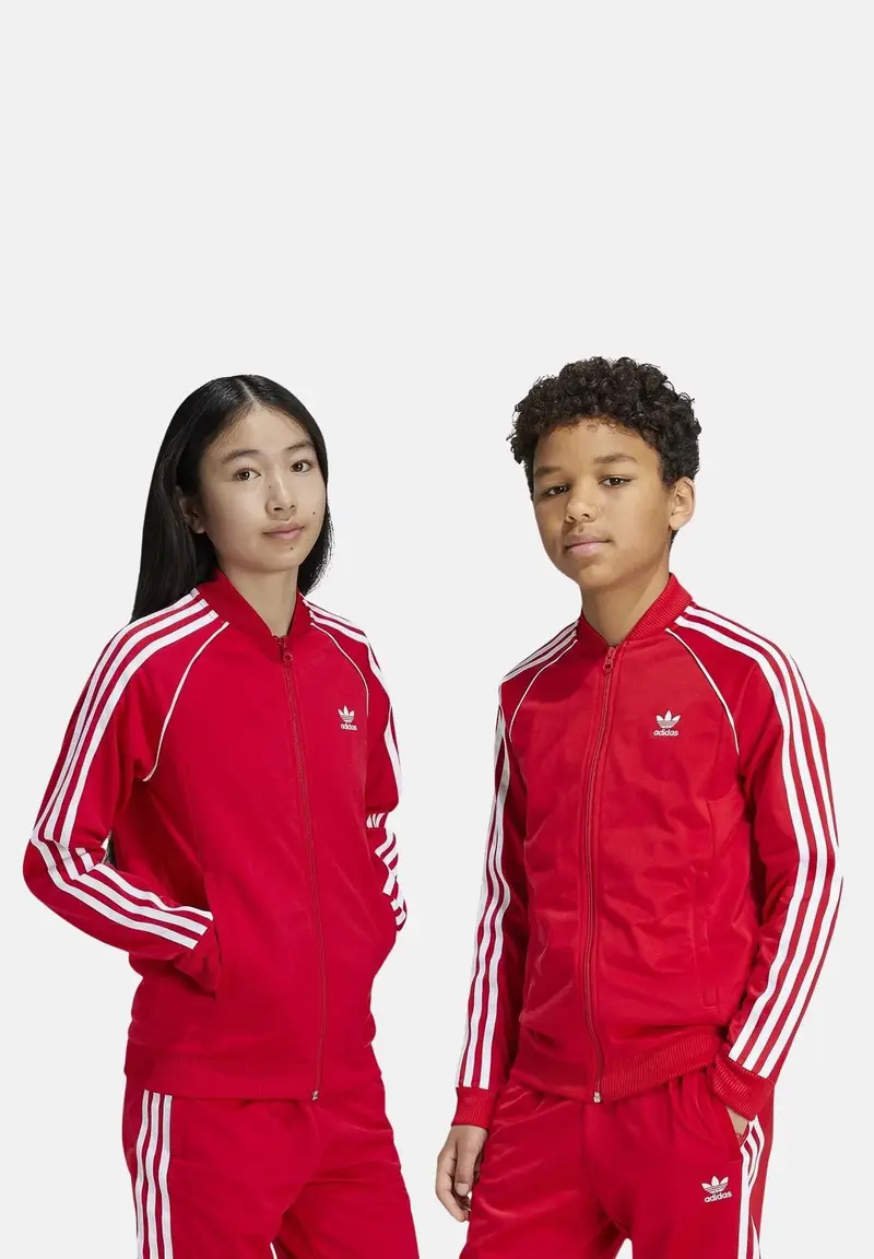 Felpa con zip adicolor SST rossa per bambino e bambina