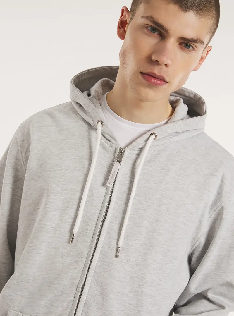 Felpa con zip e cappuccio in cotone