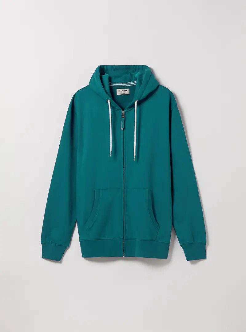 Felpa con zip e cappuccio in cotone