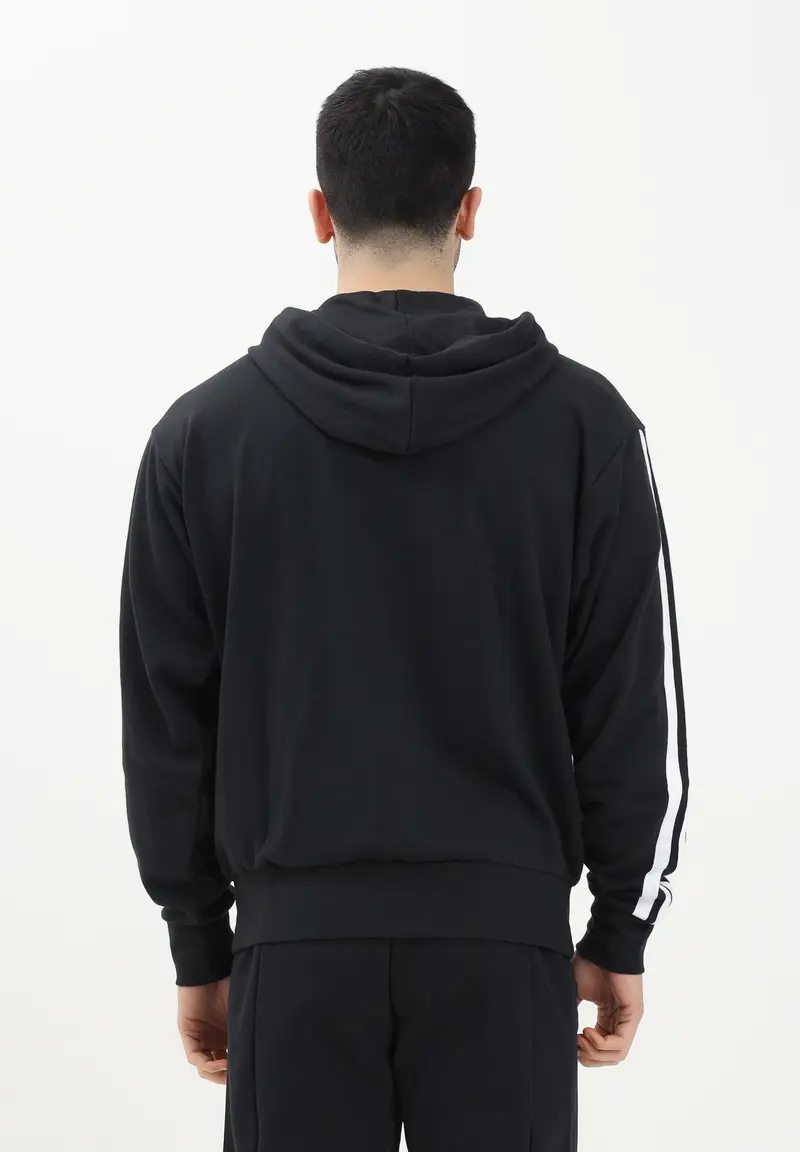 Felpa con zip Essentials 3-Stripes French Terry nera da uomo miniatura 2