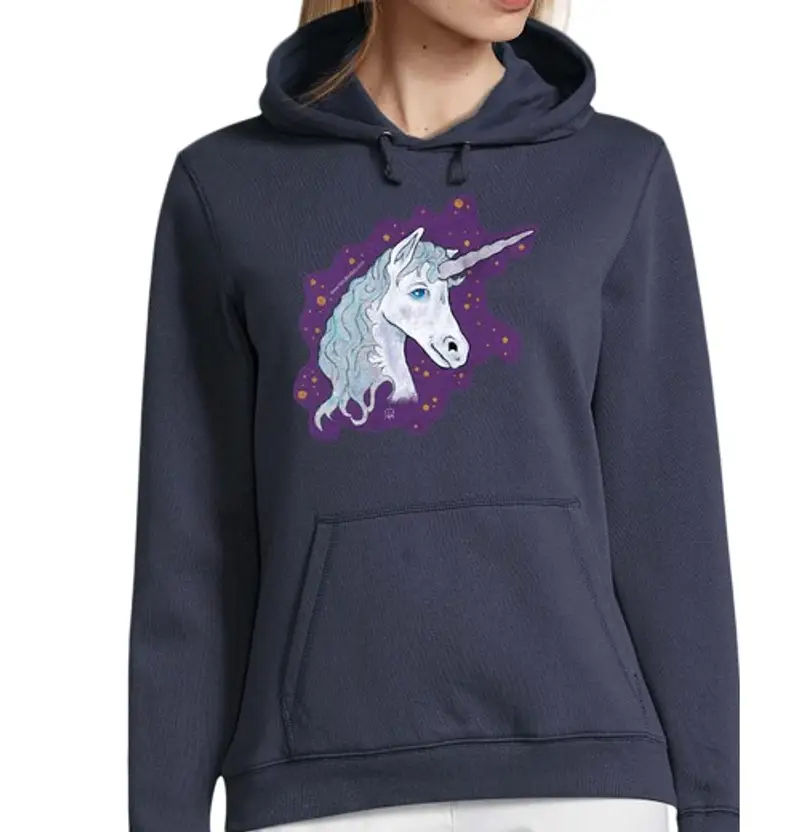 Felpa donna con cappuccio unicorn (testa)