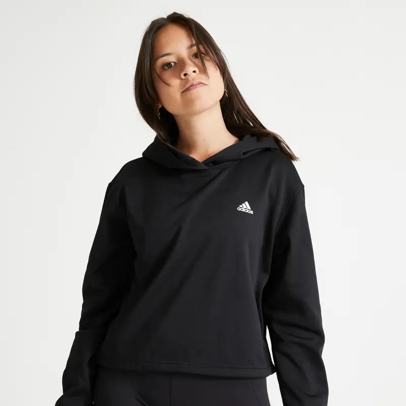 Felpa donna fitness Adidas con cappuccio nera |  Adidas