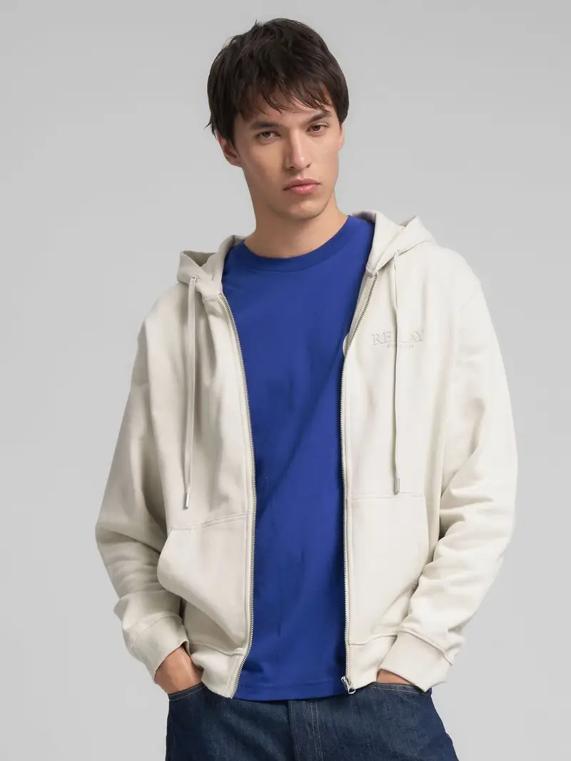 Felpa Full-zip Con Cappuccio E Logo