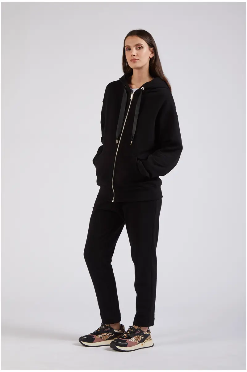 felpa full zip con logo nel dietro nero l
