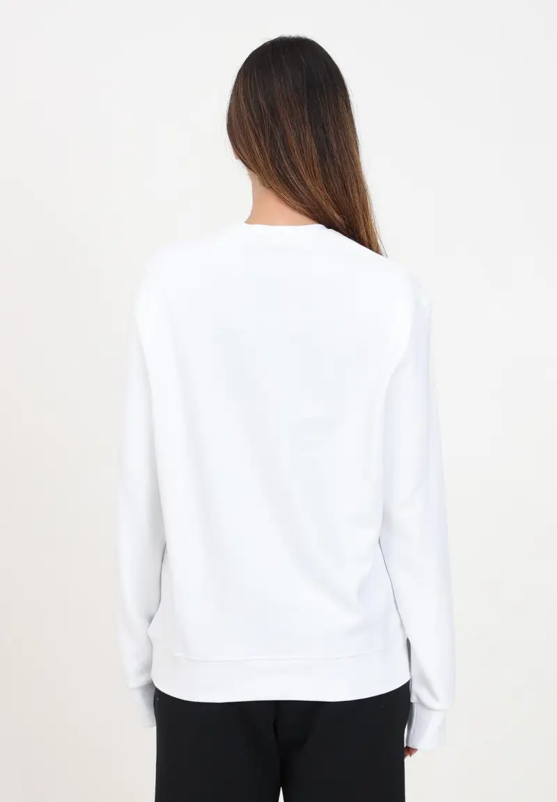 Felpa girocollo bianca per donna e bambina con stampa logo lettering miniatura 2
