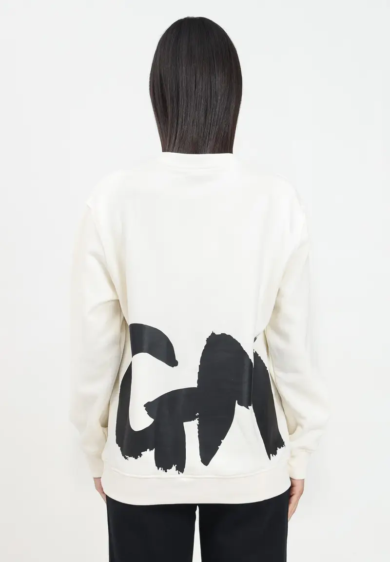 Felpa girocollo crema per donna e bambina con stampa lgoo miniatura 2