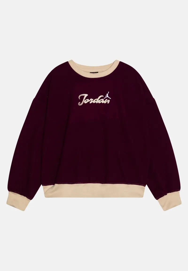 Felpa girocollo ENCHANTMENT COZY CREW bordeaux e beige da bambina