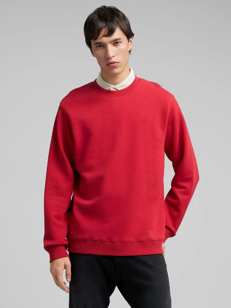 Felpa Girocollo In Cotone Garzato