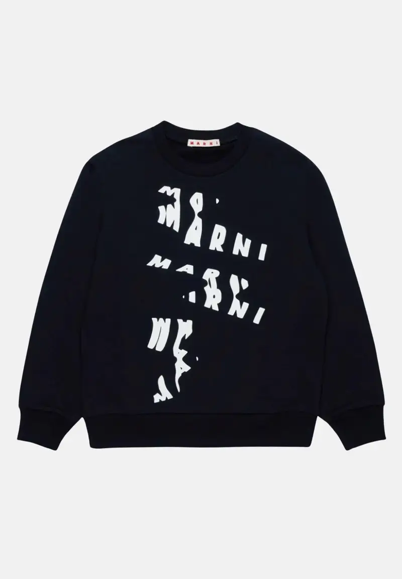 Felpa girocollo nera per donna e bambina con stampa