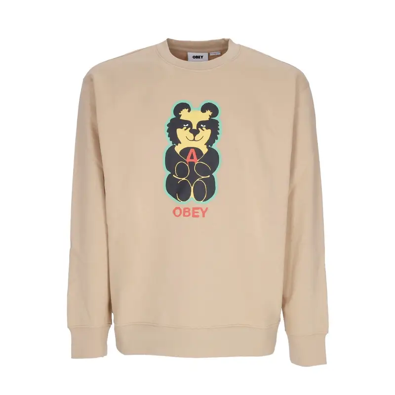 Felpa Girocollo Uomo Bear Icon Premium Crew Fleece Oat Milk