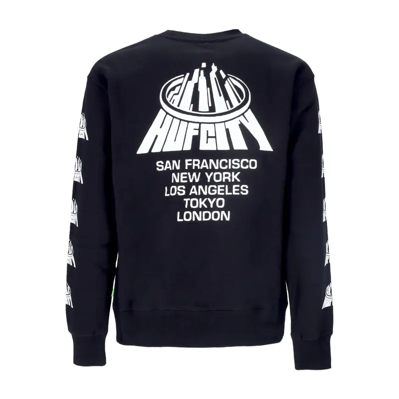 Felpa Girocollo Uomo Huf City Crewneck Black