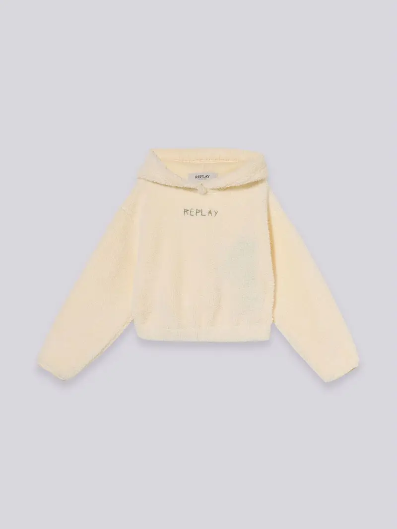 Felpa In Faux Shearling Con Cappuccio