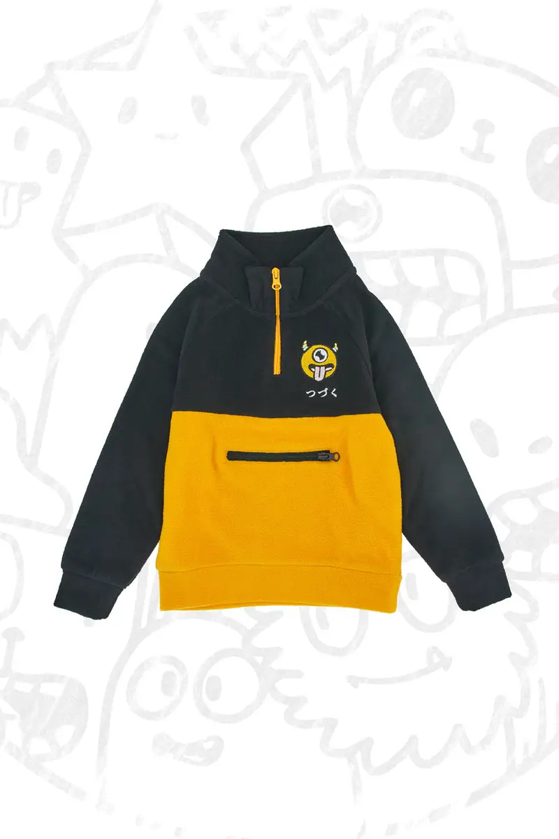 Felpa in Pile Giallo e Nero PITT KIDS 6027