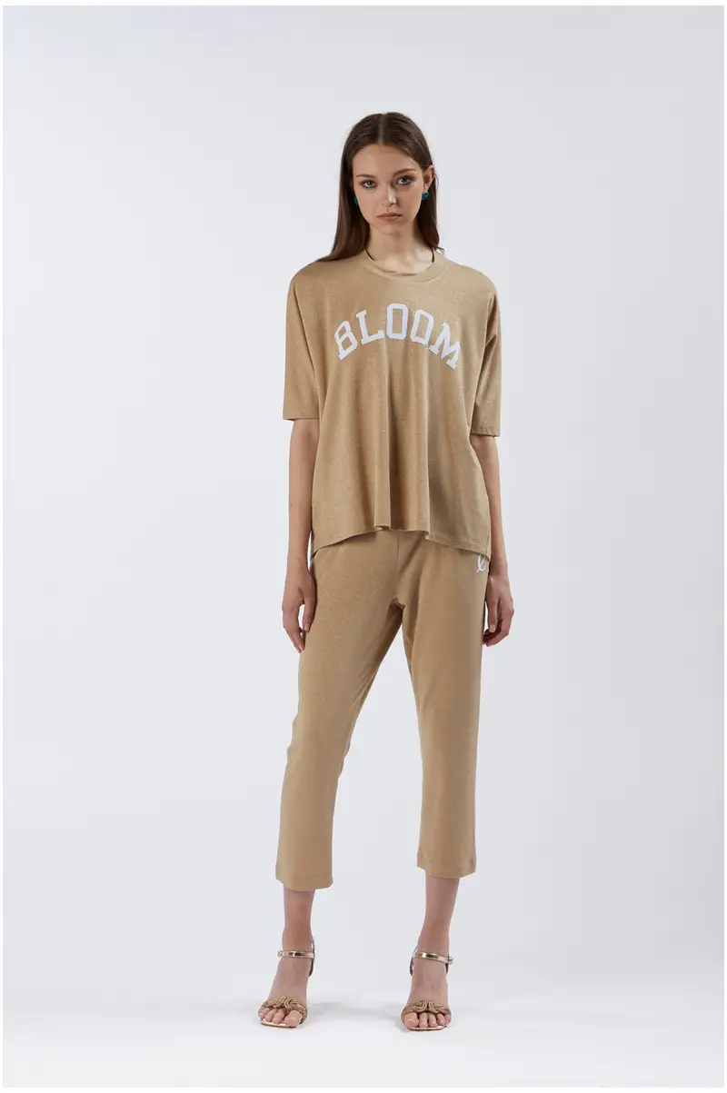 felpa in tessuto lurex light gold