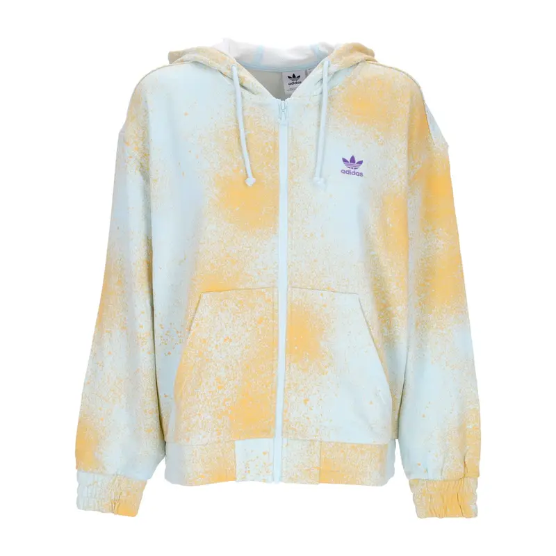 Felpa Leggera Cappuccio Donna All Over Print Full Zip Hoodie Almost Blue/hazy Orange