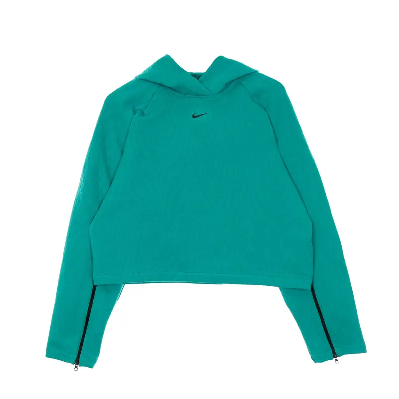 Felpa Leggera Cappuccio Donna W Sportswear Tech Pack Hoodie All Over Jacquard Neptune Green/black