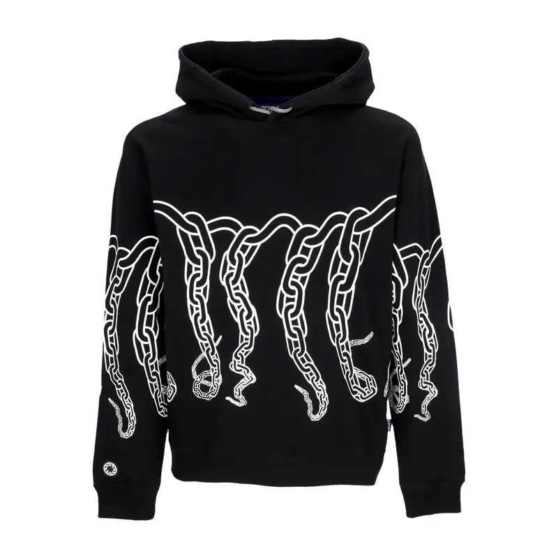 Felpa Leggera Cappuccio Uomo Chain Hoodie Black