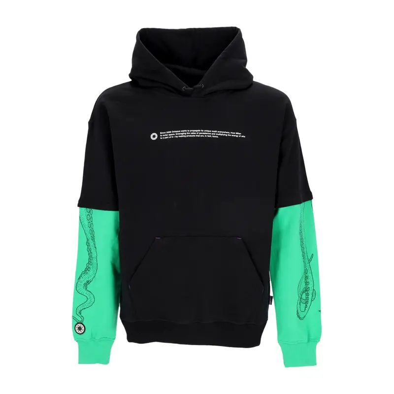 Felpa Leggera Cappuccio Uomo Logo Overhoodie Hoodie Green/black