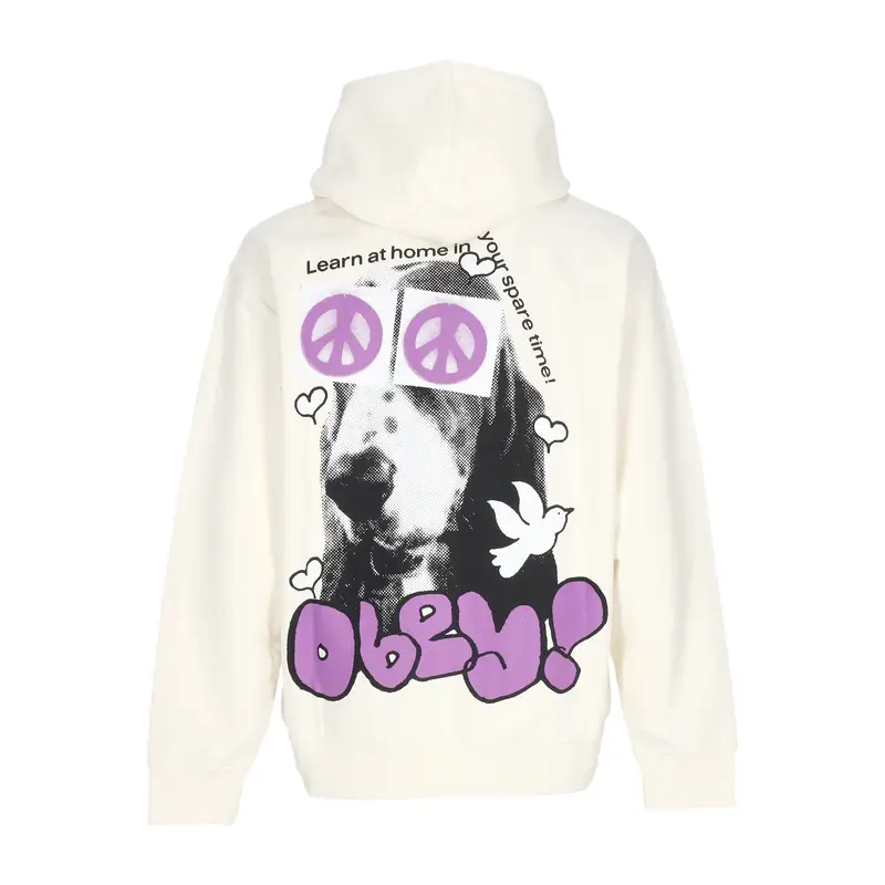 Felpa Leggera Cappuccio Uomo Peace Eyes Box Fit Premium Hoodie Unbleached