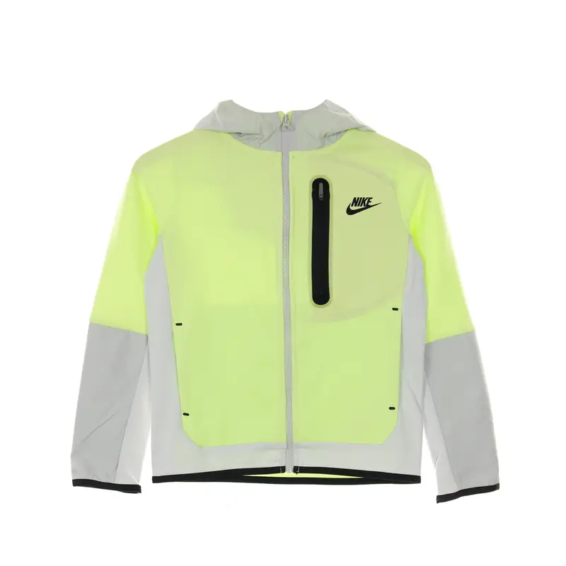 Felpa Leggera Cappuccio Zip Bambino B Sportswear Tech Fleece Full-zip Woven Hoodie Mix Lt Liquid Lime/photon Dust/black