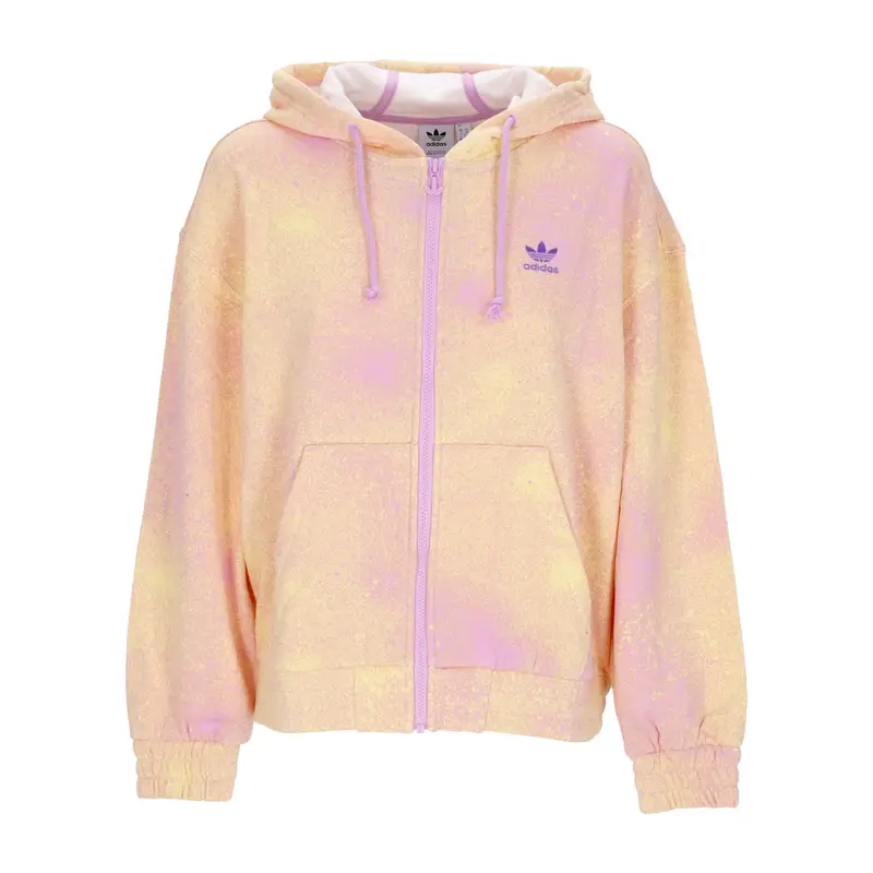 Felpa Leggera Cappuccio Zip Donna All Over  Print Zip Hoodie Bliss Lilac/almost Yellow