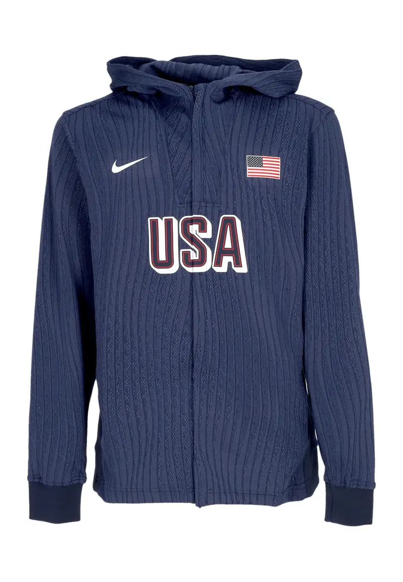 Felpa Leggera Cappuccio Zip Uomo Dri-fit Adv Basketball Game Jacket Team Usa Obsidian/obsidian/white