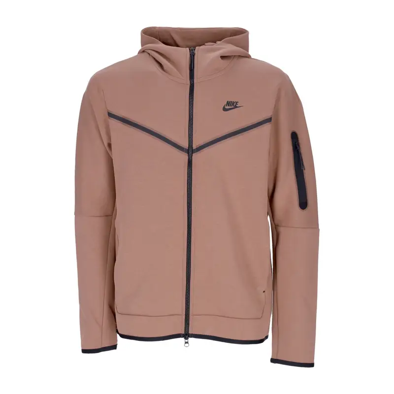 Felpa Leggera Cappuccio Zip Uomo Sportswear Tech Fleece Full-zip Hoodie Archaeo Brown/archaeo Brown/black