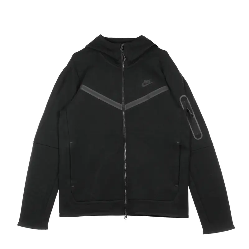 Felpa Leggera Cappuccio Zip Uomo Sportswear Tech Fleece Hoodie Black/black