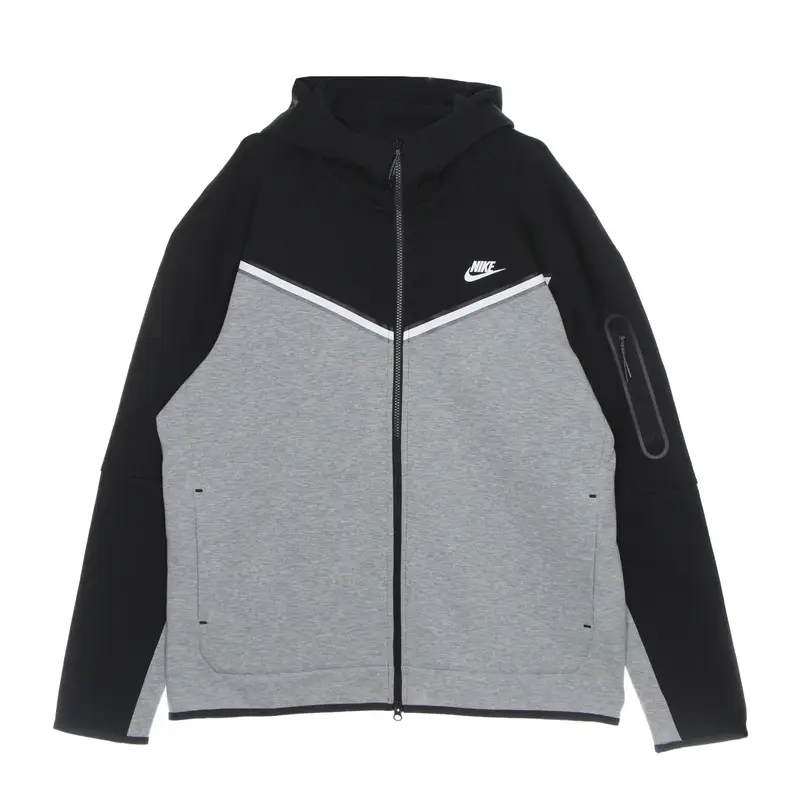 Felpa Leggera Cappuccio Zip Uomo Sportswear Tech Fleece Hoodie Black/dk Grey Heather/white
