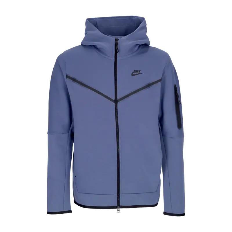 Felpa Leggera Cappuccio Zip Uomo Sportswear Tech Fleece Hoodie Diffused Blue/black