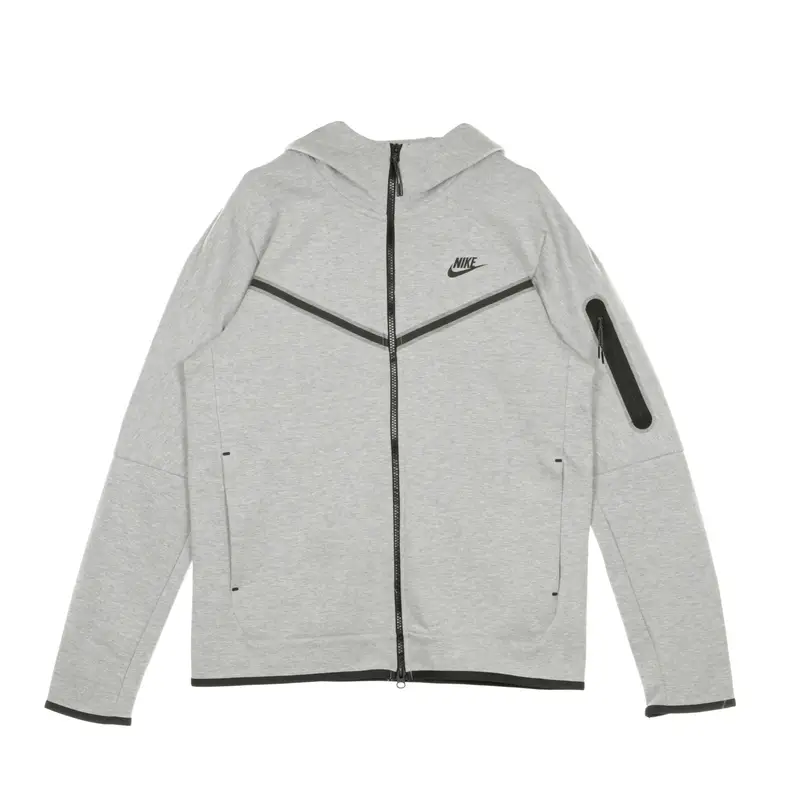 Felpa Leggera Cappuccio Zip Uomo Sportswear Tech Fleece Hoodie Dk Grey Heather/black