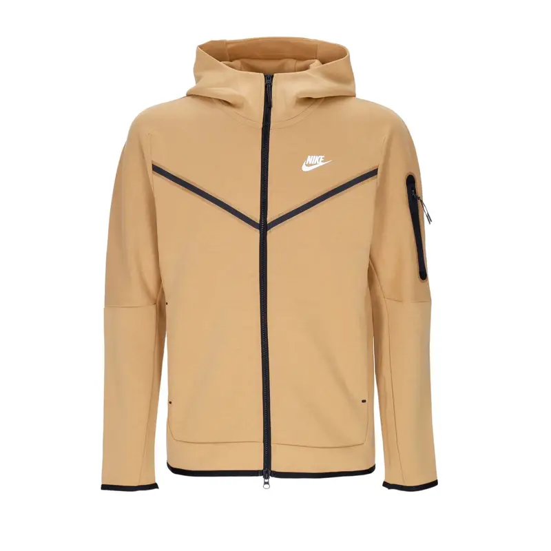 Felpa Leggera Cappuccio Zip Uomo Sportswear Tech Fleece Hoodie Elemental Gold/sail