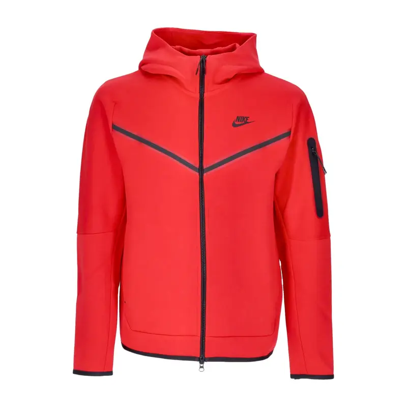 Felpa Leggera Cappuccio Zip Uomo Sportswear Tech Fleece Hoodie University Red/black