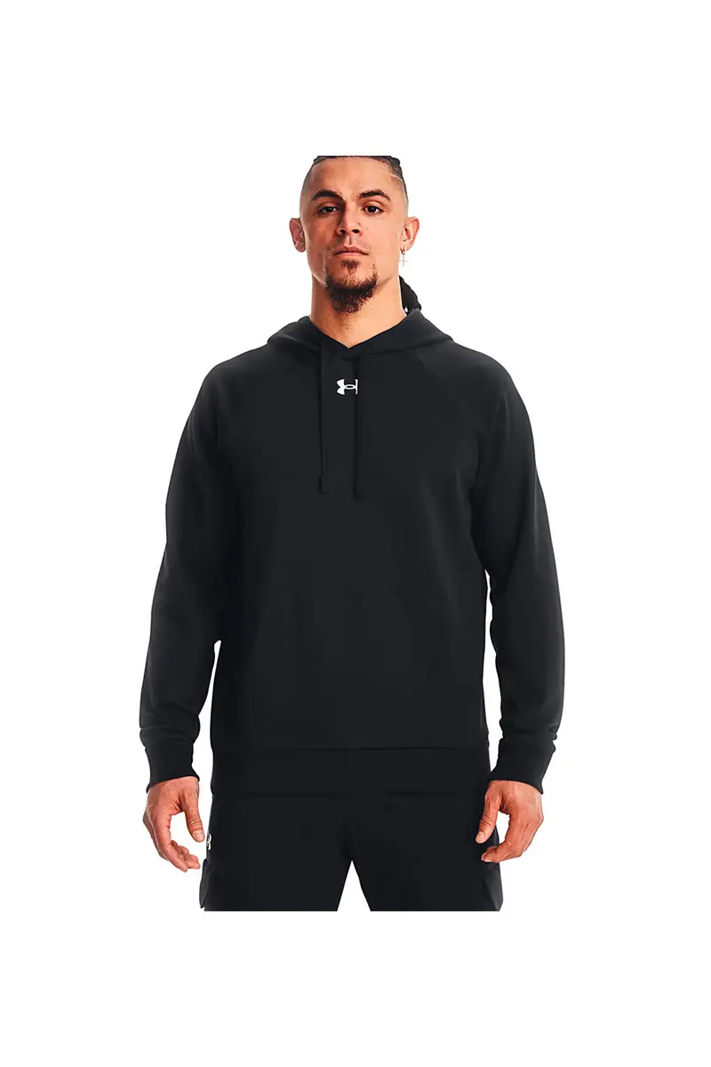 Felpa Nera Con Cappuccio Under Armour Rival Fleece Hoodie miniatura 3