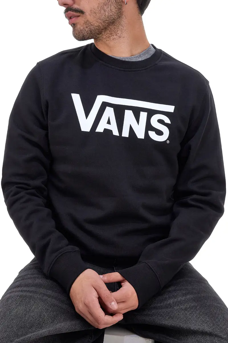 Felpa Nera Girocollo Con Logo Vans Crew-B
