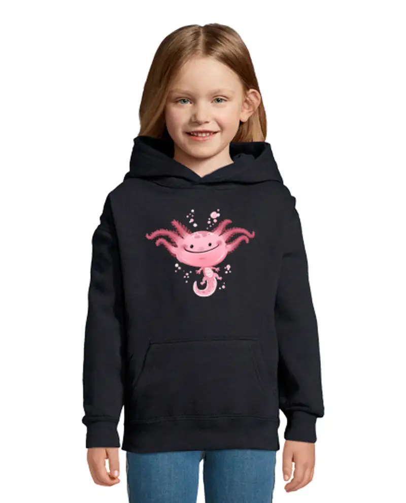 Felpa per bambini con cappuccio axolotl