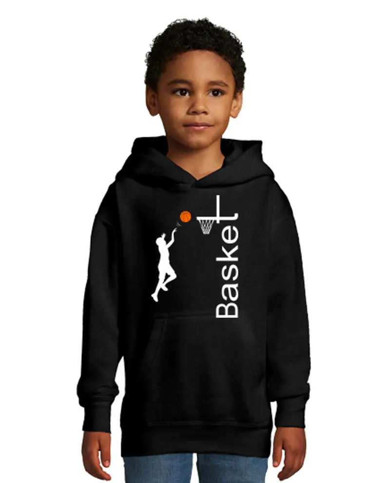 Felpa per bambini con cappuccio basket boy - ragazzo che gioca basket