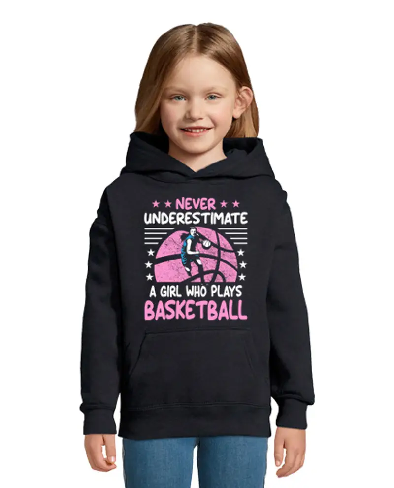 Felpa per bambini con cappuccio Basketball Girl Pallacanestro Femminile