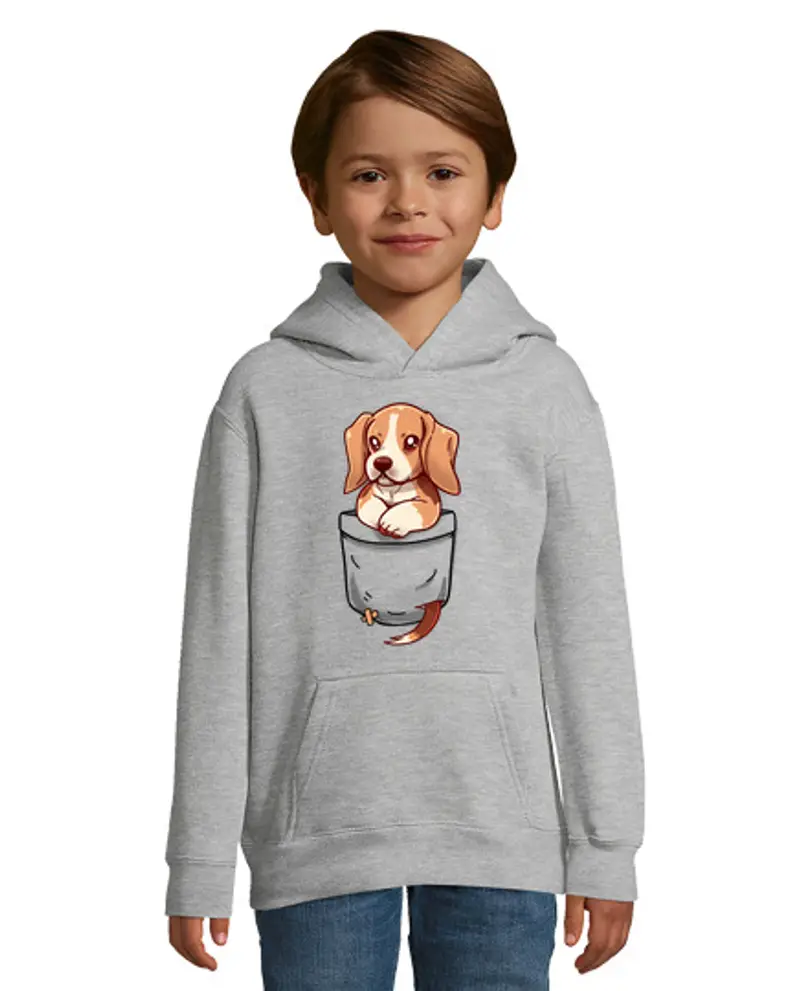Felpa per bambini con cappuccio beagle carino da tasca