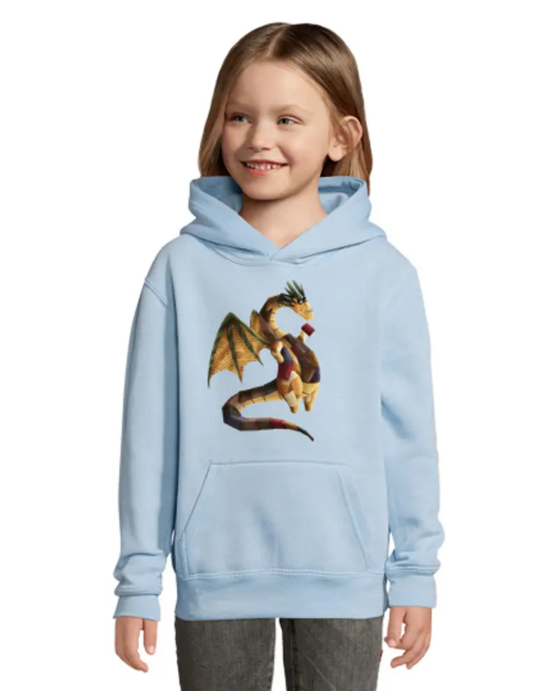 Felpa per bambini con cappuccio bibliotecario di drago kawaii senza sfo