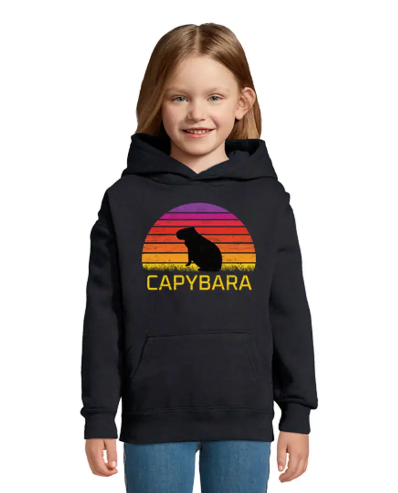Felpa per bambini con cappuccio capibara sunset vintage