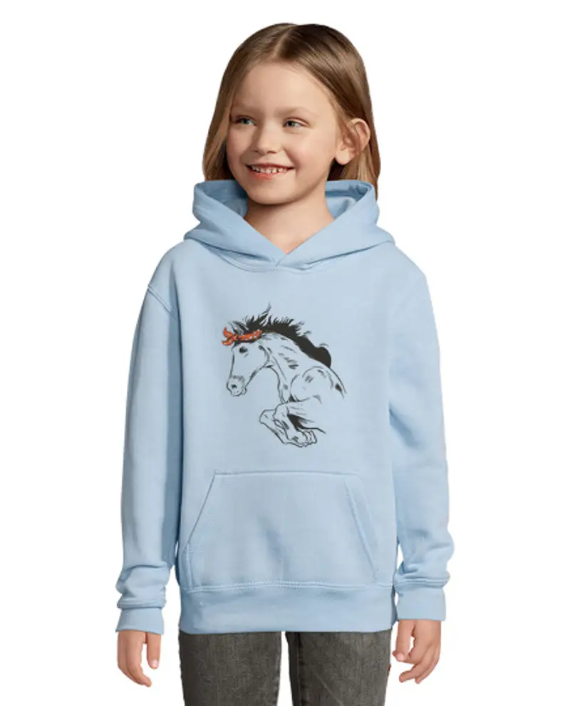 Felpa per bambini con cappuccio cavallo purosangue con bandana