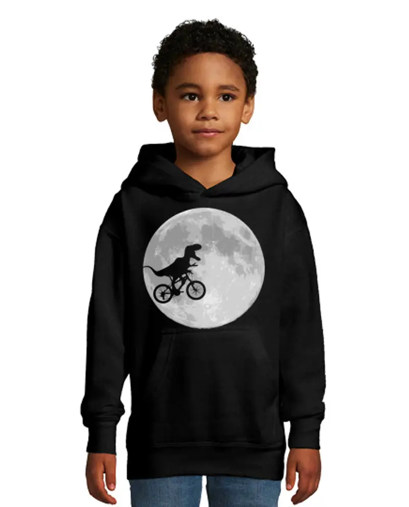 Felpa per bambini con cappuccio dinosauro bici e luna
