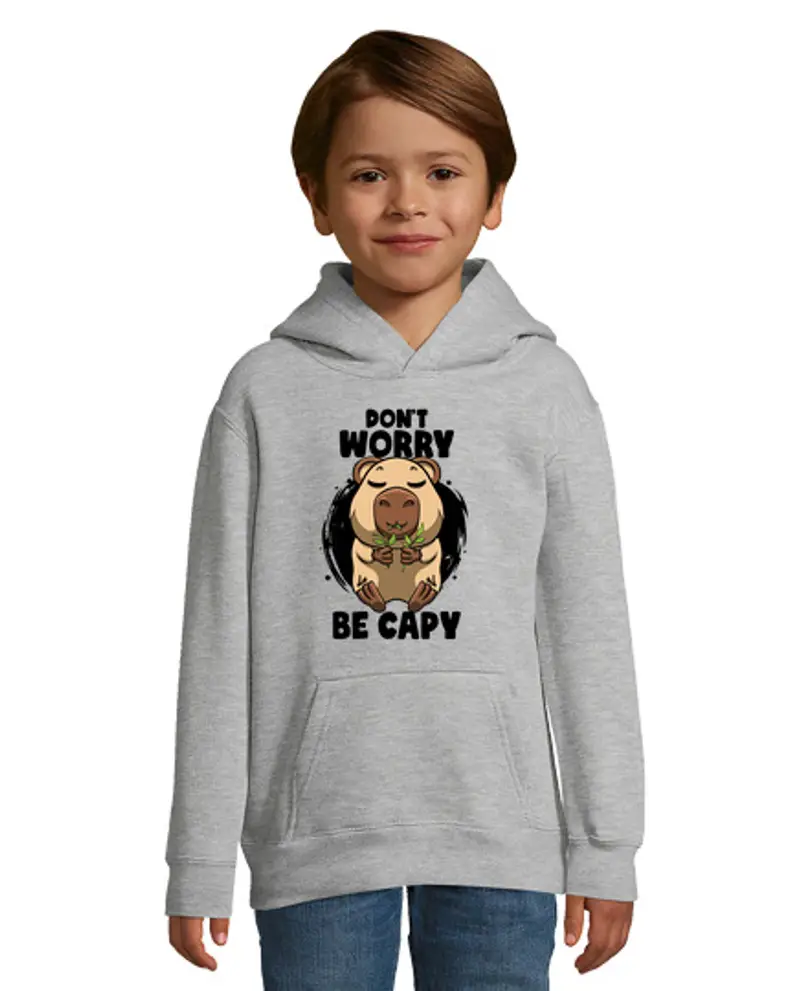 Felpa per bambini con cappuccio Dont Worry be Capy Funny Capybara Face